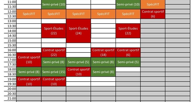 Horaire des activités (Hiver 2025) image